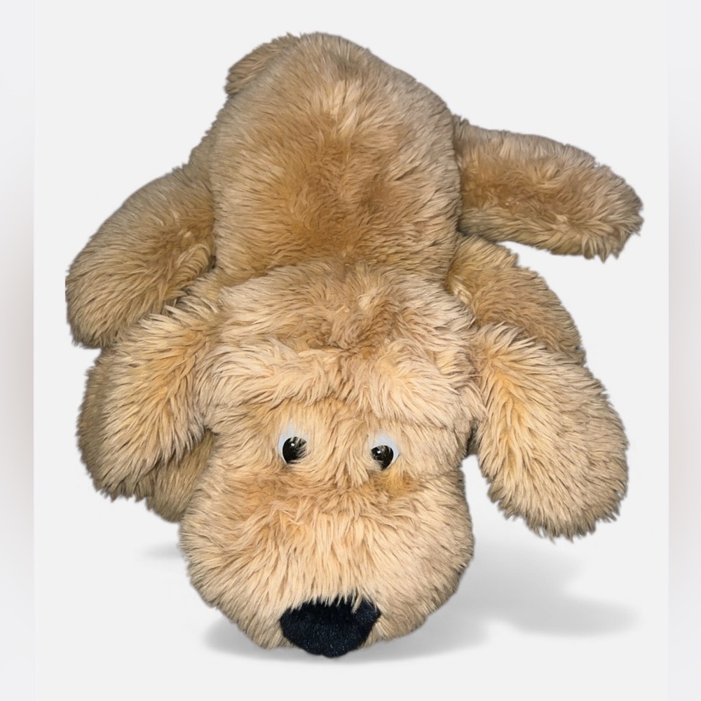 Vtg Incredible Petable Tan Dog Stuffed Plush Floppy Puppy 22" Laying Htf